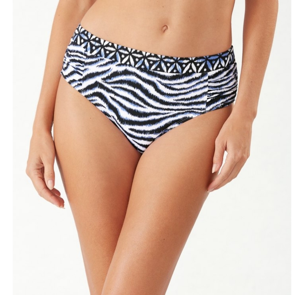 Tommy Bahama Swimsuit Bottom Zanibar Zebra Stripe High Waist Large Beach New